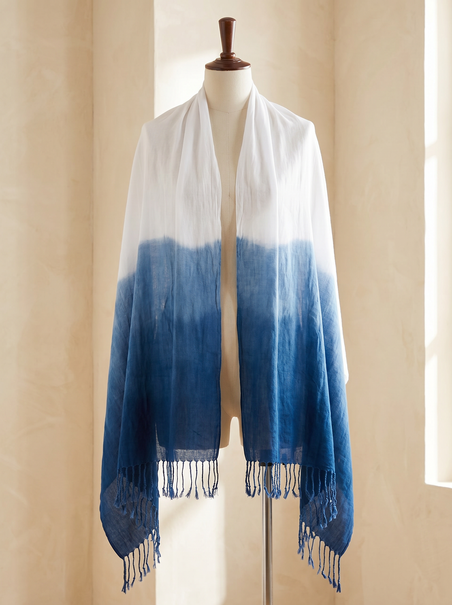 Indigo Tie-Dye Gradient Scarf