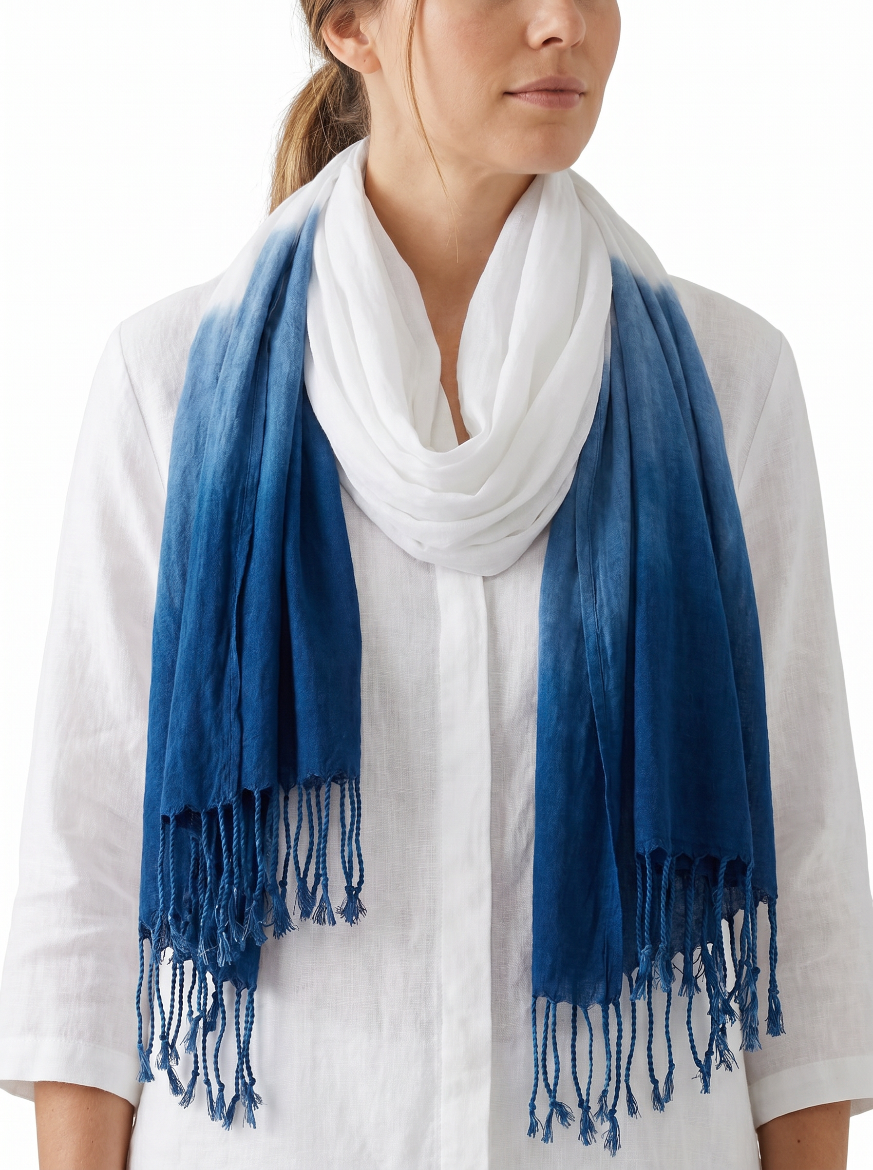Indigo Tie-Dye Gradient Scarf
