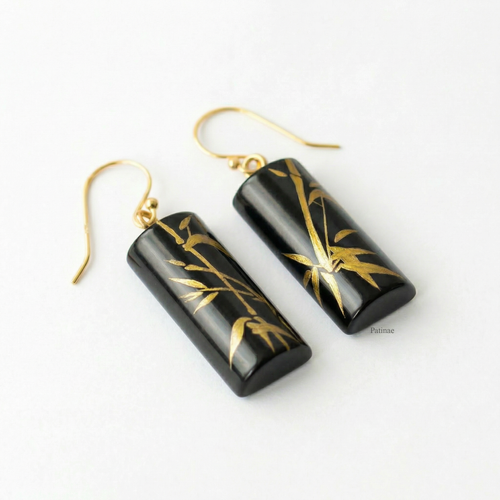 Bamboo Form Lacquer Earrings
