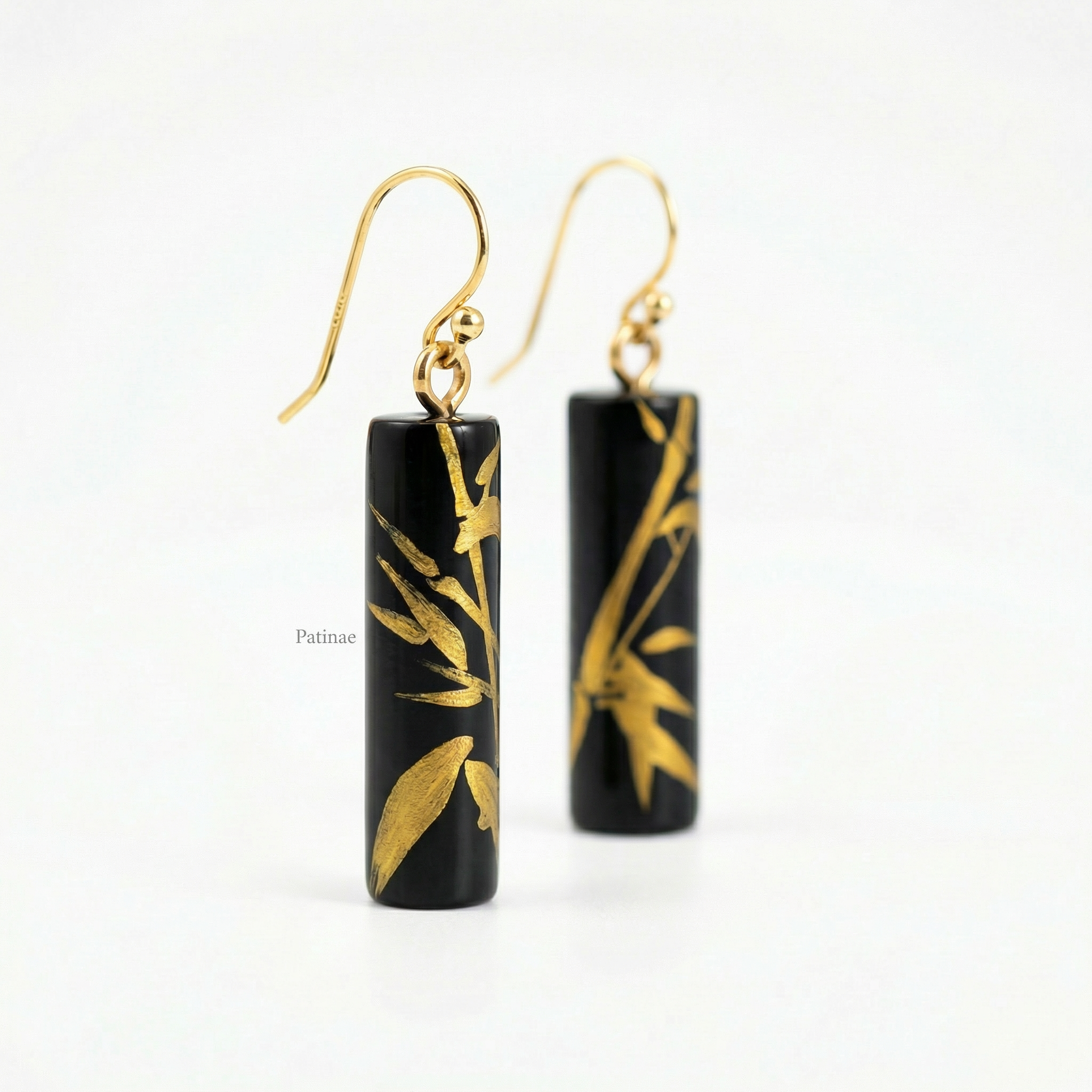 Bamboo Form Lacquer Earrings