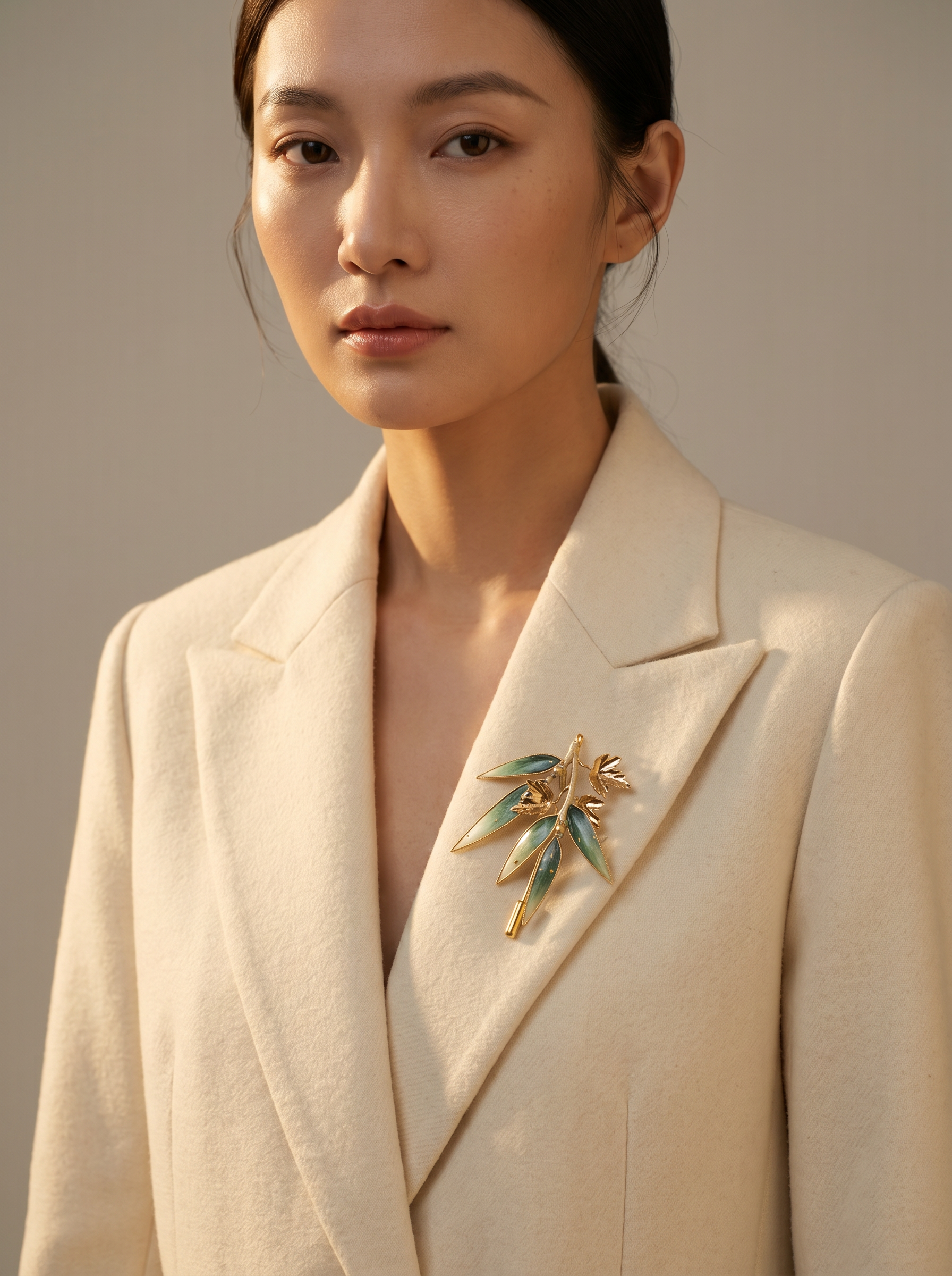 Bamboo Leaf Ronghua Brooch