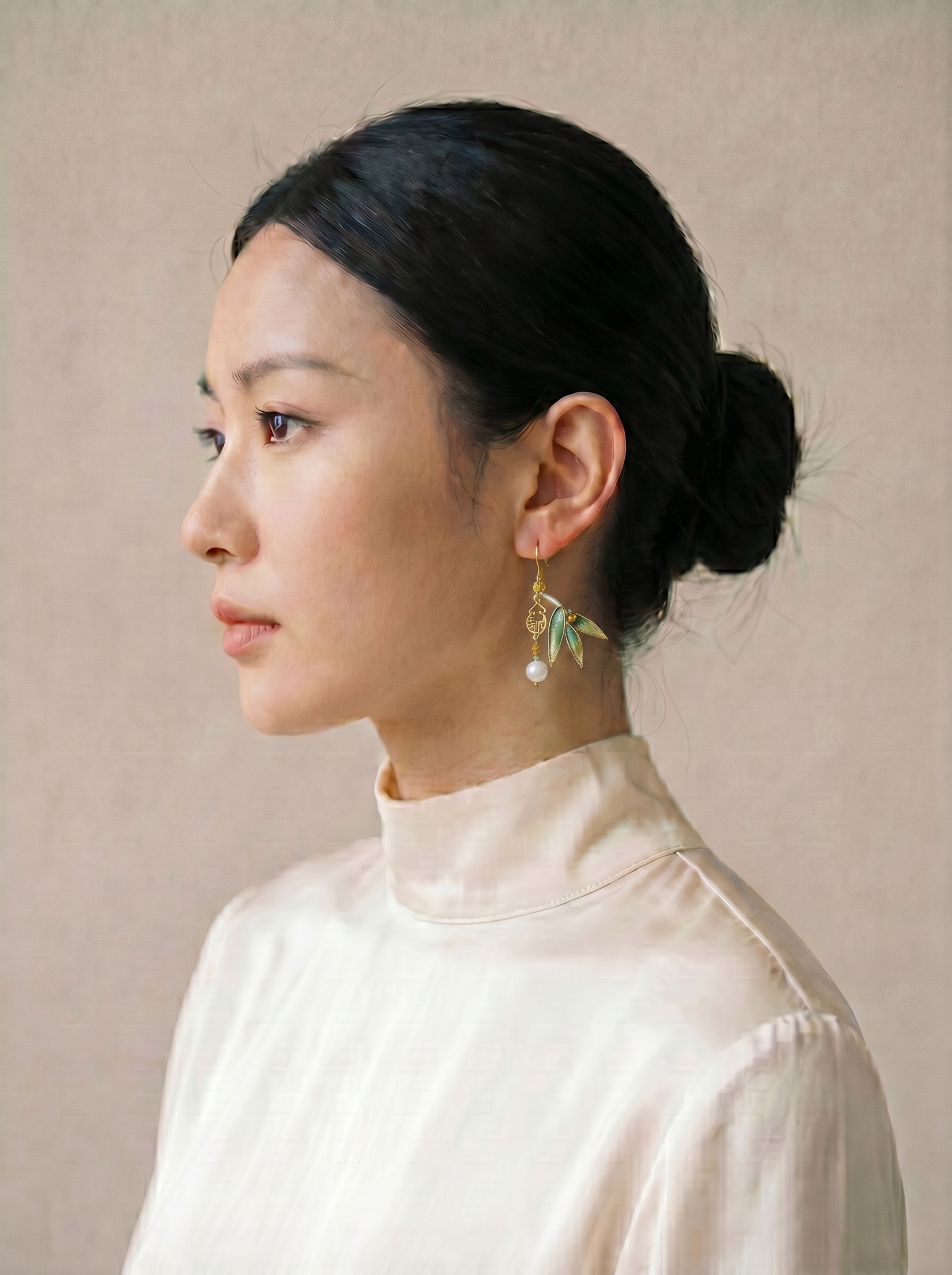 Bamboo Leaf Ronghua Earrings
