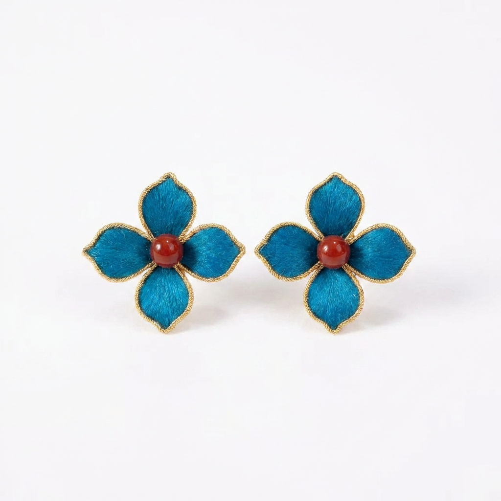 Blue Bloom Ronghua Stud Earrings