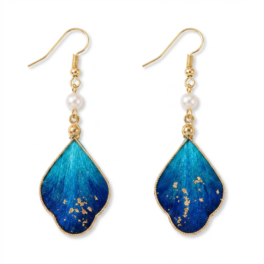 Blue Petal Ronghua Earrings