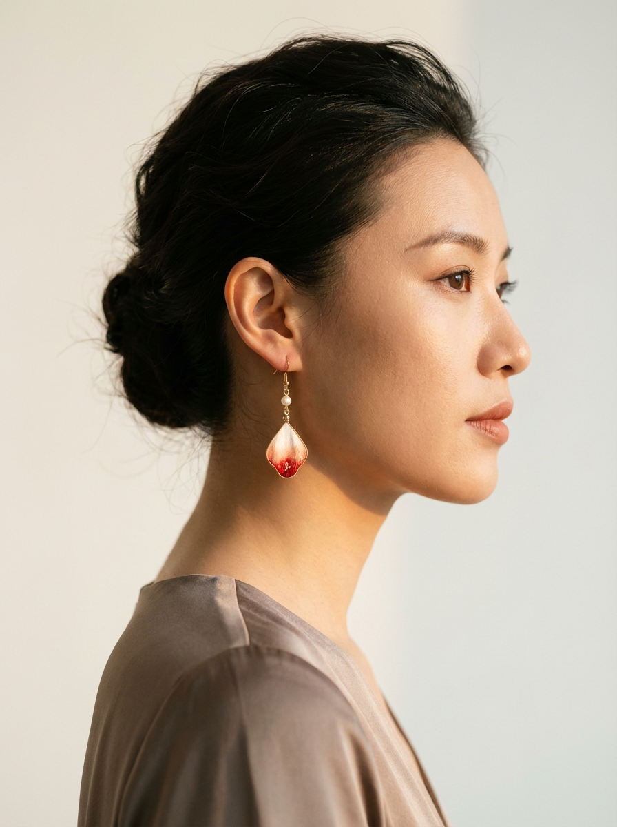 Crimson Petal Ronghua Earrings