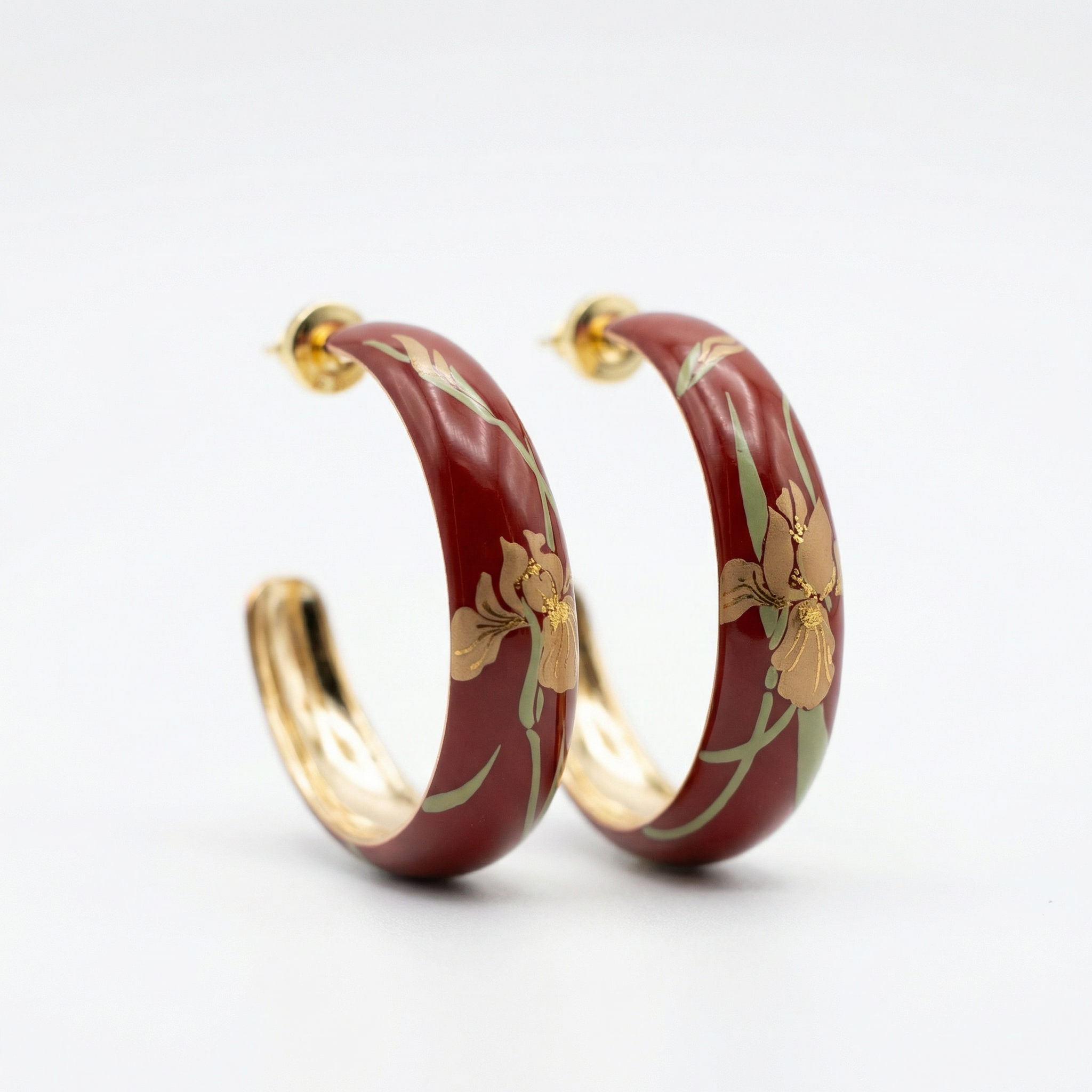 Iris Grove Lacquer Hoop Earrings - Red