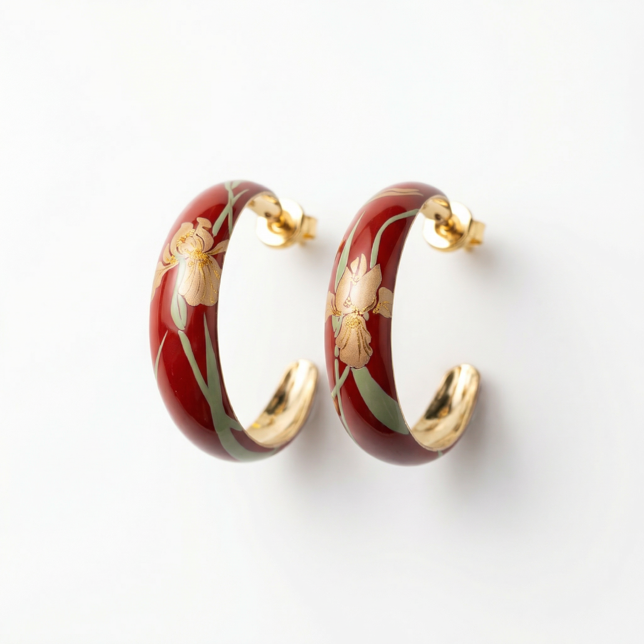 Iris Grove Lacquer Hoop Earrings - Red