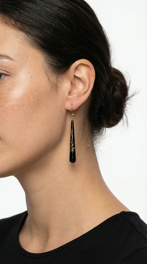 Bamboo Drop Lacquer Earrings
